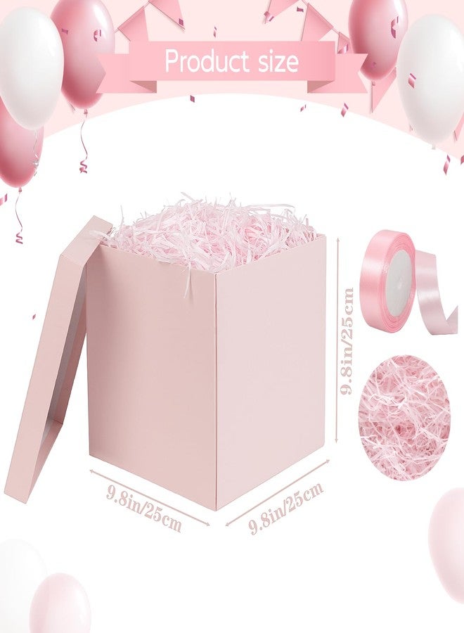 Jaywayang 10" Large Gift Box with Lid and Ribbon, Pink Gift Box with Paper Filler for Birthday, Wedding, Mother's Day, Anniversarry Presents Wrapping. - Image 2